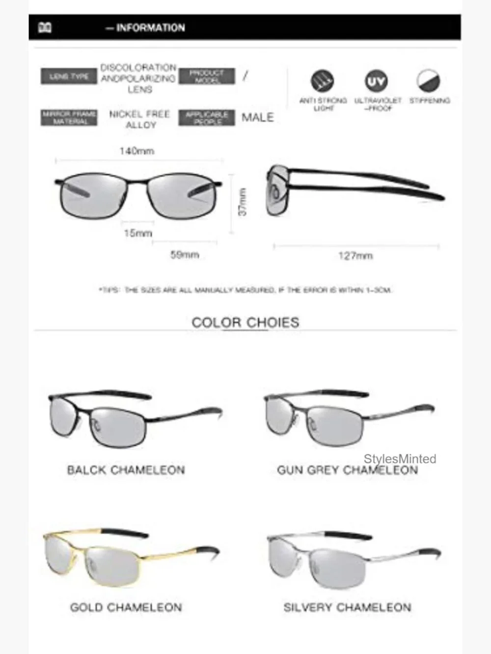 Photochromic Classic Polarized Sunglasses for Driving